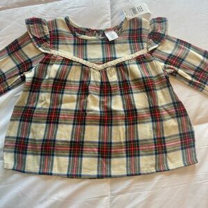 BabyGap Plaid Ruffle Top new with tags. Size 3